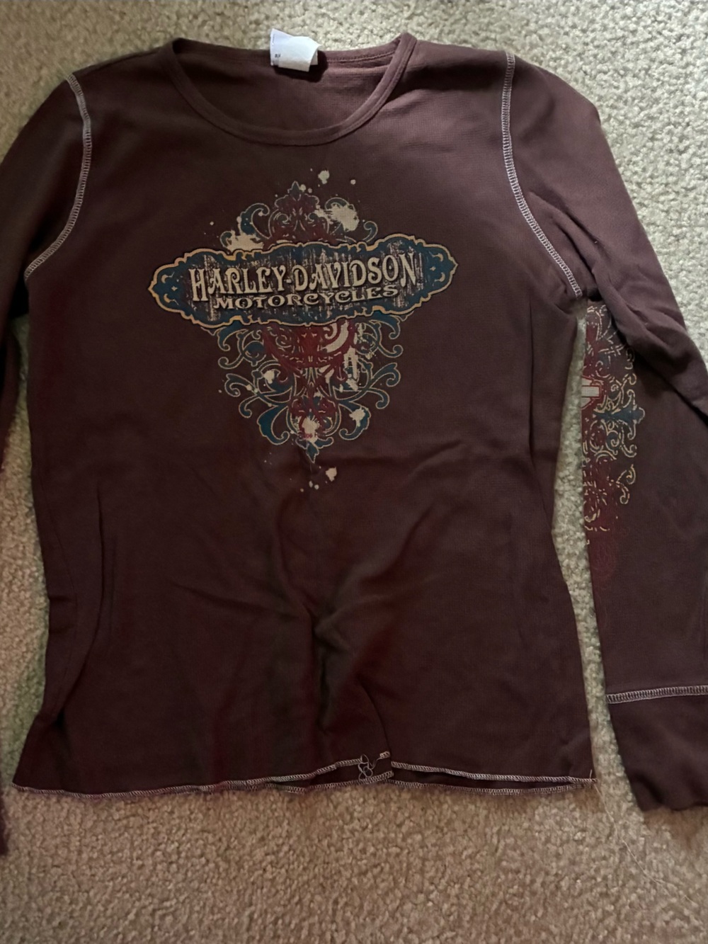 Harley-Davidson Brown Graphic Crewneck Long Sleeve